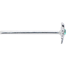 Load image into Gallery viewer, 925 Sterling Silver 22G Green CZ Shamrock Bendable Nose Bone

