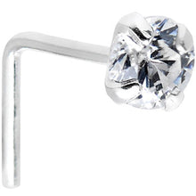 Load image into Gallery viewer, 925 Sterling Silver 3mm Round Clear CZ L-Shape Nose Ring
