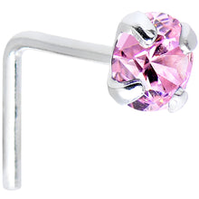 Load image into Gallery viewer, 925 Sterling Silver 3mm Round Pink CZ L-Shape Nose Ring

