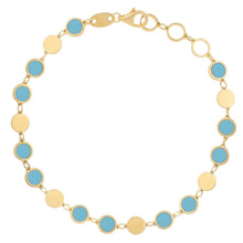 Load image into Gallery viewer, 14k Yellow Gold Turquoise Geometric Mirror Gem Chain Bracelet (5.00 mm)
