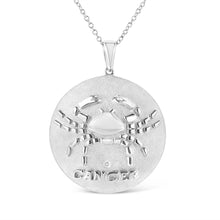 Load image into Gallery viewer, .925 Sterling Silver Diamond Accent Cancer Zodiac Design 18" Pendant Necklace Medallion (K-L Color, I1-I2 Clarity)
