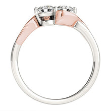 Load image into Gallery viewer, 14k White And Rose Gold Round Two Diamond Curved Band Ring (5/8 cttw)
