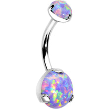 Load image into Gallery viewer, Double Light Purple Synthetic Opal Internally Threaded Belly Ring 3/8

