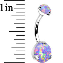 Load image into Gallery viewer, Double Light Purple Synthetic Opal Internally Threaded Belly Ring 3/8
