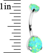 Load image into Gallery viewer, Double Green Synthetic Opal Internally Threaded Belly Ring 7/16

