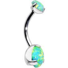 Load image into Gallery viewer, Double Green Synthetic Opal Internally Threaded Belly Ring 7/16
