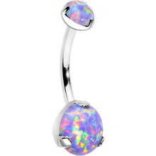 Load image into Gallery viewer, Double Light Purple Synthetic Opal Internally Threaded Belly Ring 7/16
