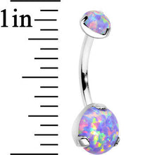 Load image into Gallery viewer, Double Light Purple Synthetic Opal Internally Threaded Belly Ring 7/16
