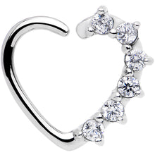 Load image into Gallery viewer, 16G Clear CZ Heart Left Closure Daith Cartilage Tragus Earring
