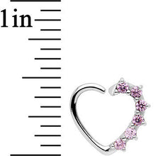 Load image into Gallery viewer, 16G Pink CZ  Heart Left Closure Daith Cartilage Tragus Earring
