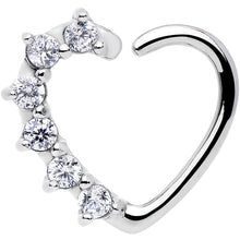 Load image into Gallery viewer, 16G Clear CZ  Heart Right Closure Daith Cartilage Tragus Earring
