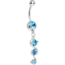 Load image into Gallery viewer, Aqua Gem Gently Curled Dangle Belly Ring
