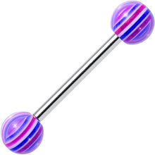 Load image into Gallery viewer, 14G Pink Blue Acrylic Sweet Blush Barbell Tongue Ring 5/8
