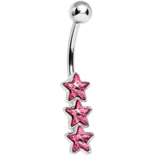 Load image into Gallery viewer, Pink Gem Dazzling Triple Star Belly Ring
