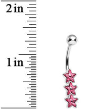 Load image into Gallery viewer, Pink Gem Dazzling Triple Star Belly Ring
