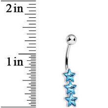 Load image into Gallery viewer, Aqua Gem Dazzling Triple Star Belly Ring
