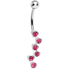 Load image into Gallery viewer, Pink Gem Shower of Hearts Belly Ring
