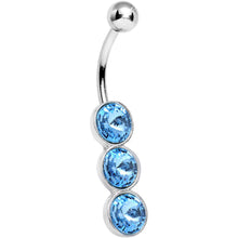 Load image into Gallery viewer, Aqua Gem Triple Twinkling Drops Belly Ring
