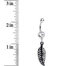 Load image into Gallery viewer, Clear Gem Glimmering Black Forest Leaf Dangle Belly Ring
