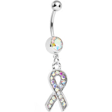 Load image into Gallery viewer, Aurora Gem Fashionable Awareness Ribbon Dangle Belly Ring
