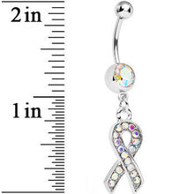 Load image into Gallery viewer, Aurora Gem Fashionable Awareness Ribbon Dangle Belly Ring
