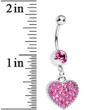 Load image into Gallery viewer, Pink Gem Morning Sunrise Heart Belly Ring
