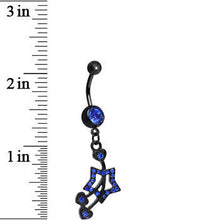 Load image into Gallery viewer, Blue Gem Black Heart Cherries Hollow Star Dangle Belly Ring
