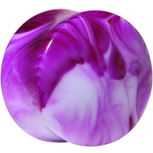 Load image into Gallery viewer, Acrylic Purple and White Marbled Saddle Plug 6G to 1 Inch
