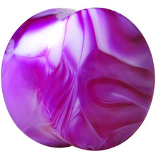 Load image into Gallery viewer, Acrylic Purple and White Marbled Saddle Plug 6G to 1 Inch
