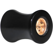Load image into Gallery viewer, Black Acrylic Gold Flashy Tire Rim Saddle Plug 2G to 20mm
