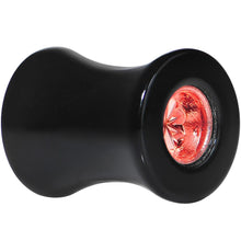 Load image into Gallery viewer, Black Acrylic Red Flashy Tire Rim Saddle Plug 2G to 20mm
