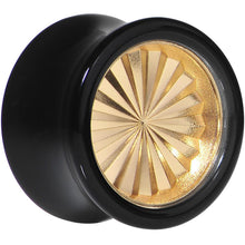 Load image into Gallery viewer, Black Acrylic Gold Flashy Tire Rim Saddle Plug 2G to 20mm
