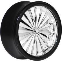 Load image into Gallery viewer, Black Acrylic Silver Flashy Tire Rim Saddle Plug 2G to 20mm
