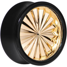 Load image into Gallery viewer, Black Acrylic Gold Flashy Tire Rim Saddle Plug 2G to 20mm

