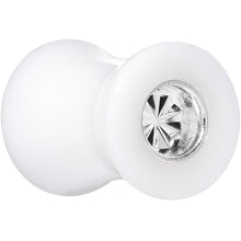 Load image into Gallery viewer, White Acrylic Silver Flashy Tire Rim Saddle Plug 2G to 20mm
