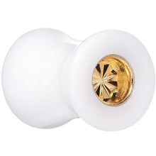 Load image into Gallery viewer, White Acrylic Gold Flashy Tire Rim Saddle Plug 2G to 20mm
