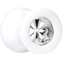 Load image into Gallery viewer, White Acrylic Silver Flashy Tire Rim Saddle Plug 2G to 20mm
