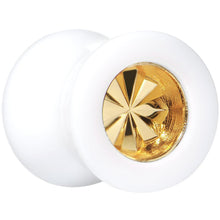 Load image into Gallery viewer, White Acrylic Gold Flashy Tire Rim Saddle Plug 2G to 20mm
