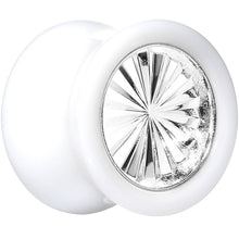 Load image into Gallery viewer, White Acrylic Silver Flashy Tire Rim Saddle Plug 2G to 20mm
