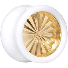 Load image into Gallery viewer, White Acrylic Gold Flashy Tire Rim Saddle Plug 2G to 20mm
