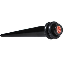 Load image into Gallery viewer, Black Acrylic Red Flashy Tire Rim Taper 2G to 20mm
