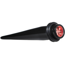 Load image into Gallery viewer, Black Acrylic Red Flashy Tire Rim Taper 2G to 20mm
