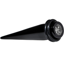 Load image into Gallery viewer, Black Acrylic Grey Flashy Tire Rim Taper 2G to 20mm
