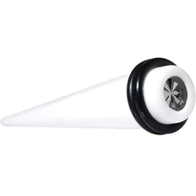 Load image into Gallery viewer, White Acrylic Grey Flashy Tire Rim Taper 2G to 20mm
