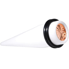 Load image into Gallery viewer, White Acrylic Pink Flashy Tire Rim Taper 2G to 20mm
