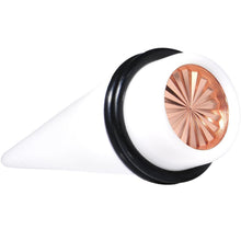 Load image into Gallery viewer, White Acrylic Pink Flashy Tire Rim Taper 2G to 20mm
