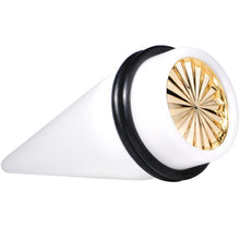 Load image into Gallery viewer, White Acrylic Gold Flashy Tire Rim Taper 2G to 20mm
