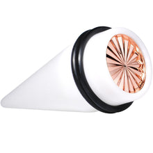 Load image into Gallery viewer, White Acrylic Pink Flashy Tire Rim Taper 2G to 20mm
