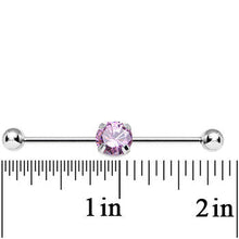 Load image into Gallery viewer, 14G Pink CZ Shimmering Circle Industrial Barbell 38mm
