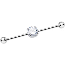 Load image into Gallery viewer, 14G Clear CZ Shimmering Circle Industrial Barbell 38mm
